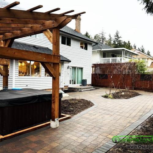  | On this job we removed a large wood deck, installed some nice old country stone pavers and a large pergola to cover this customer’s hot tub! | Paver Patios, Walkways & Driveways 